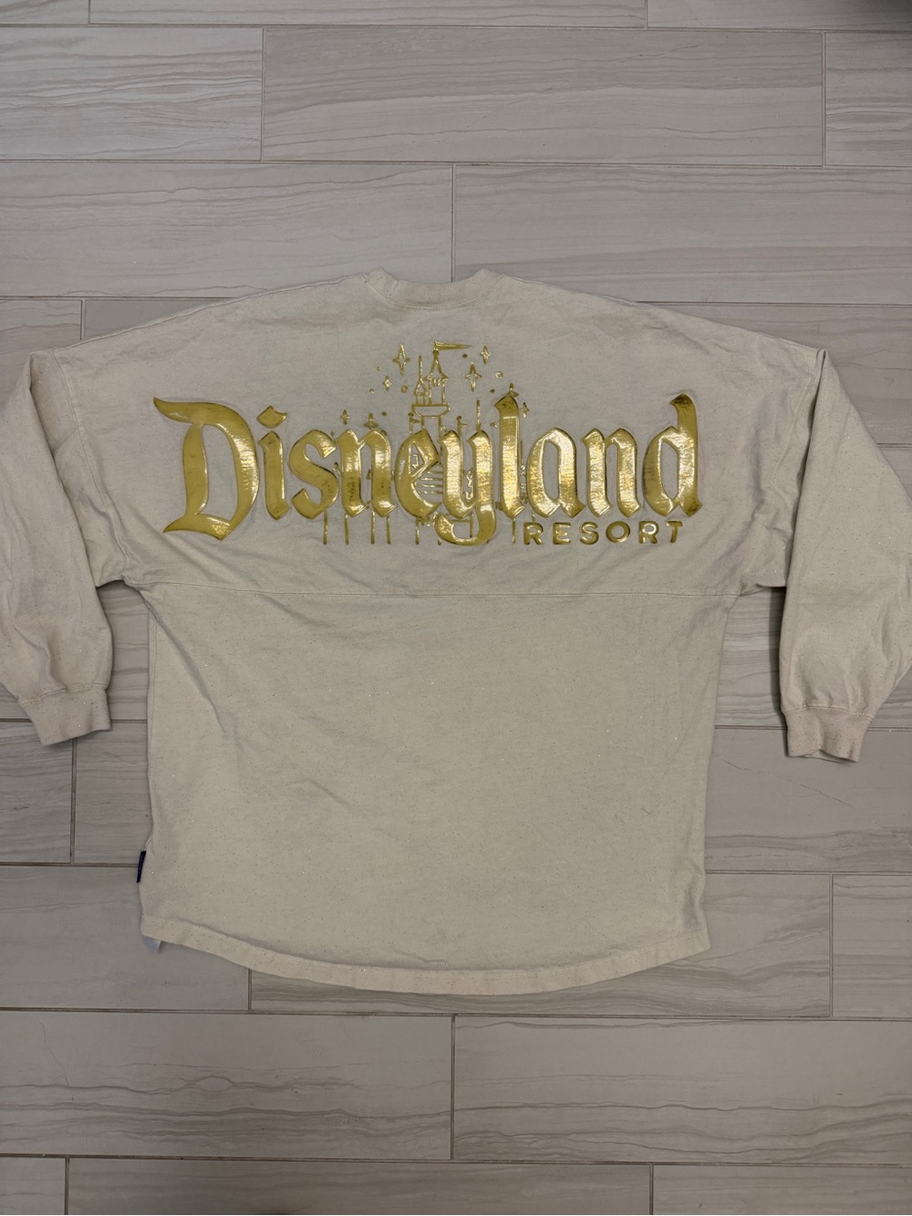 Disneyland Resort Spirit Jersey Cream Metallic Pixie Dust Gold Shimmer Adult L